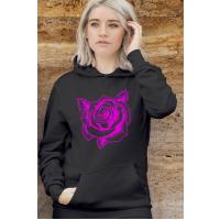 Gül Desenli Neon %100 Pamuklu 1. Sınıf Sweatshirt Kapşonlu Tişört