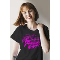 Kartal Desenli Neon Pembesi %100 Pamuklu 1. Sınıf Tişört - T-Shirt