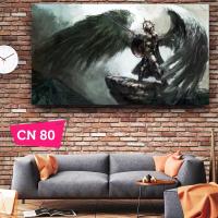 Kara Kanatlı Şovalye Fantastik Kanvas Tablo