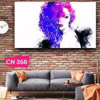 Kıvırcık Saçlı Kadın Kanvas Tablo / Cafe Duvar Görseli