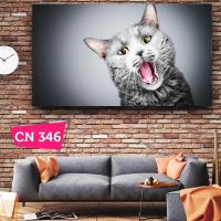 Miyavlayan Gri Kedi Hayvansever Kanvas Tablo