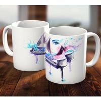 Piyano ve Kadın Figürlü Hediye Kupa Bardak