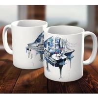 Piyano ve Şarap Özel Gün Hediye Kupa Bardak