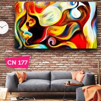 Renkli Zenci Kadın Soyut Sanat Yağlı Boya Görseli Kanvas Tablo