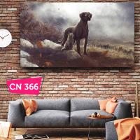 Siyah Köpek Gri Kedi Dostluk Tablosu / Çizgi Film Tablosu